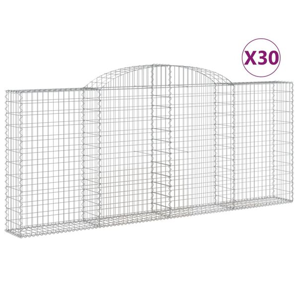 vidaXL 30 db &iacute;ves horganyzott vas gabion kos&aacute;r 300x30x120/140 cm