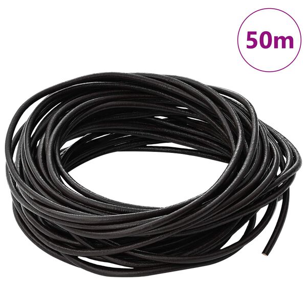 vidaXL Bőr zsin&oacute;r S&ouml;t&eacute;t Barna &Oslash;2,5 mm x 50 m Bőr