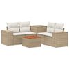 vidaXL Kanap&eacute; Szett 6 db Beige &eacute;s Kr&eacute;msz&iacute;nű Poli rattan &eacute;s ac&eacute;l
