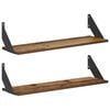 vidaXL Falpolcok 2 db Antik Fa 70 x 20 x 17 cm