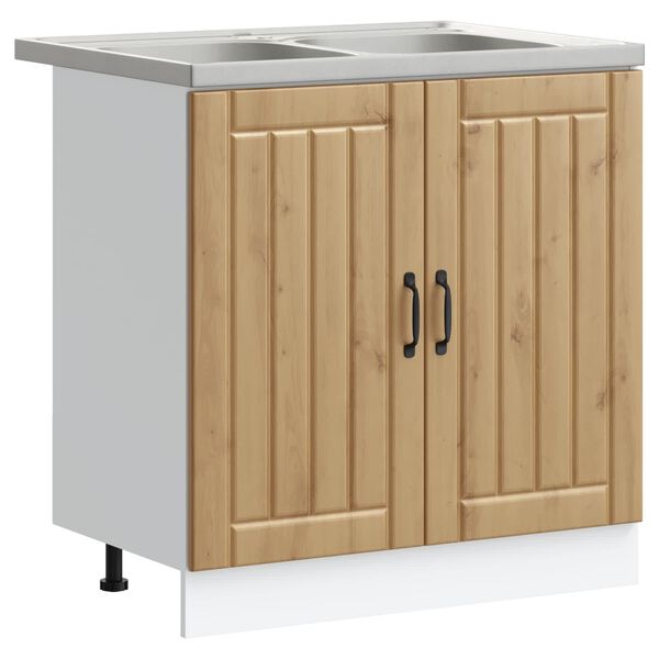 vidaXL Mosogat&oacute;szekr&eacute;ny t&aacute;rol&oacute;val Lucca 2 pcs Artisan t&ouml;lgy Faanyag