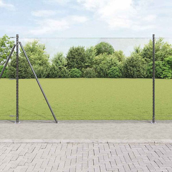 vidaXL Kerítés oszlopokkal Szürke 1.6 x 10 m PVC-bevonatos acél