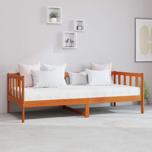 vidaXL Nappali &aacute;gy matracmal Wax Barna &eacute;s Feh&eacute;r 90 x 200 cm