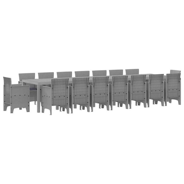 vidaXL Kerti &eacute;tkező szett p&aacute;rn&aacute;kkal p&aacute;rn&aacute;val 17 pcs Vil&aacute;gossz&uuml;rke PP