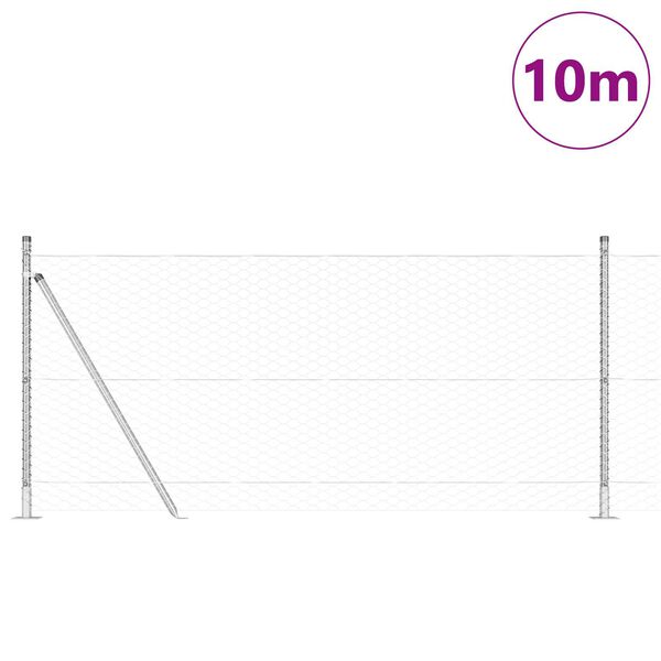 vidaXL Kerítés oszlopokkal Ezüst 1 x 10 m PVC-bevonatos acél