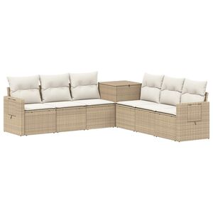 vidaXL Kanap&eacute; Szett 7 db Beige &eacute;s Kr&eacute;msz&iacute;nű Poli rattan &eacute;s ac&eacute;l