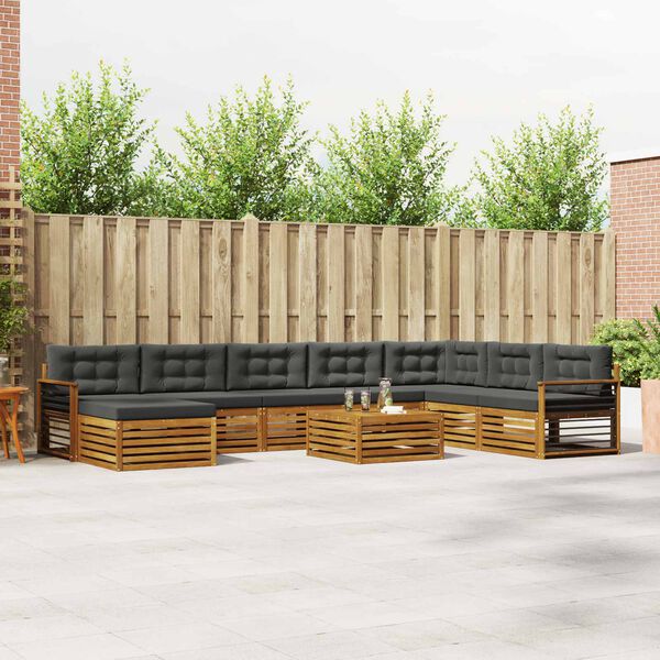 vidaXL &Uuml;lőgarnit&uacute;r&aacute;k 9 pcs Term&eacute;szetes &eacute;s antracit T&ouml;m&ouml;r Ak&aacute;cfa