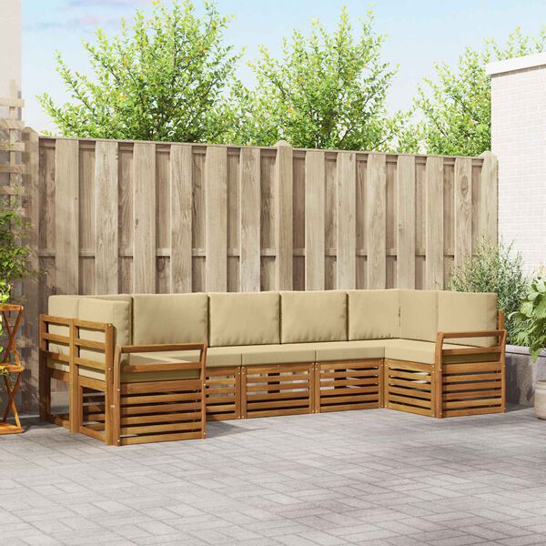 vidaXL &Uuml;lőgarnit&uacute;r&aacute;k p&aacute;rn&aacute;val 7 pcs Term&eacute;szetes &eacute;s b&eacute;zs T&ouml;m&ouml;r Ak&aacute;cfa