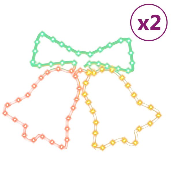 vidaXL 2 db kar&aacute;csonyi harangok gyertya 72 LED-del 50x56 cm