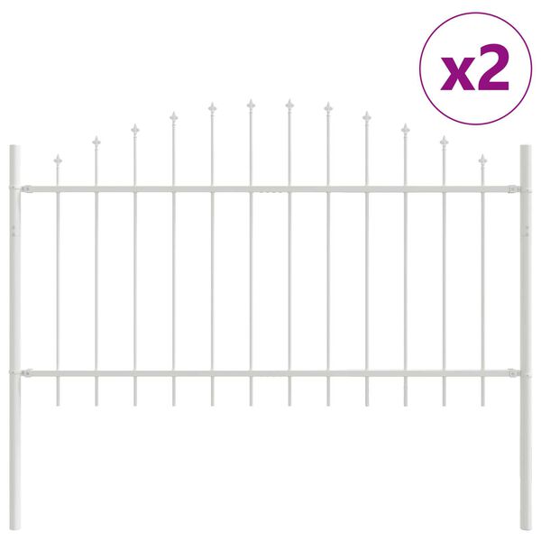 vidaXL Kerti Kerítés 2 pcs Fehér 170 x 140 cm Porszórt acél