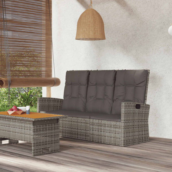 vidaXL sz&uuml;rke polyrattan d&ouml;nthető kerti pad p&aacute;rn&aacute;val 173 cm