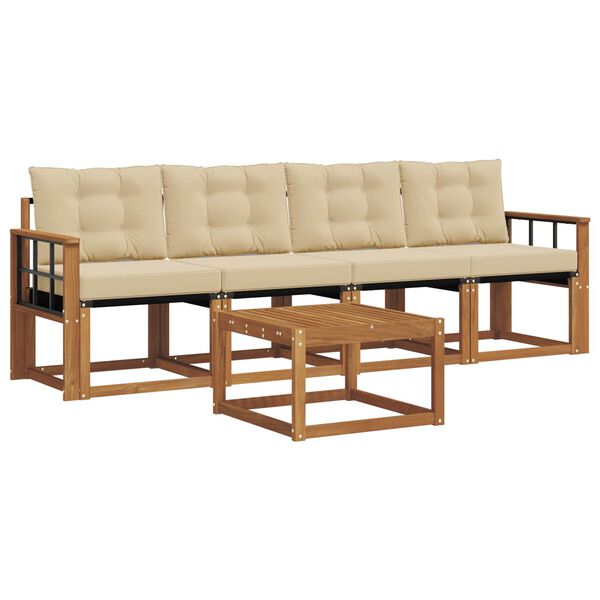 vidaXL K&uuml;lt&eacute;ri kanap&eacute; szett p&aacute;rn&aacute;val 5 pcs Term&eacute;szetes &eacute;s b&eacute;zs