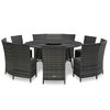 vidaXL 7 r&eacute;szes sz&uuml;rke polyrattan k&uuml;lt&eacute;ri &eacute;tkezőgarnit&uacute;ra p&aacute;rn&aacute;kkal