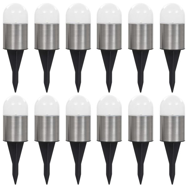 vidaXL 12 db feh&eacute;r napelemes talajba sz&uacute;rhat&oacute; LED-l&aacute;mpa