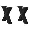 vidaXL 2 db fekete, X alak&uacute; ac&eacute;l doh&aacute;nyz&oacute;asztal l&aacute;b 50 x (42-43) cm
