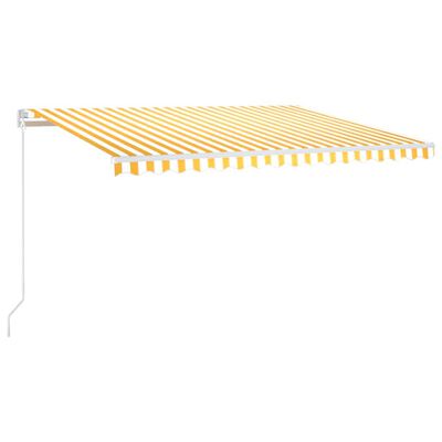vidaXL sárga és fehér kézzel kihúzható LED-es napellenző 450 x 350 cm