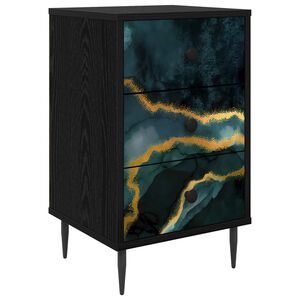 vidaXL &Eacute;jjeliszekr&eacute;ny WIJHE Fekete T&ouml;lgy 36 x 33 x 61 cm Szerelt Fa