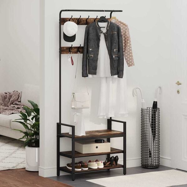 vidaXL Kab&aacute;thorog polcokkal F&uuml;st&ouml;lt t&ouml;lgy 75 x 34 x 184 cm Faanyag