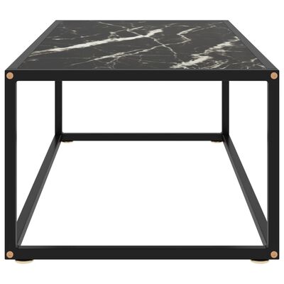 vidaXL fekete dohányzóasztal fekete márvány mintás üveggel 100x50x35cm