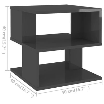 vidaXL magasfényű szürke forgácslap kisasztal 40 x 40 x 40 cm