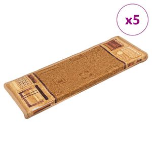 vidaXL 5 db b&eacute;zs &ouml;ntapad&oacute; l&eacute;pcsőszőnyeg 65x21x4 cm