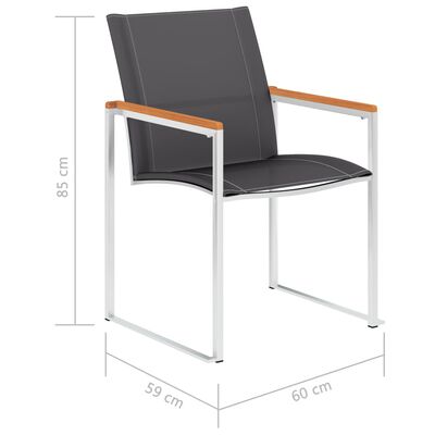 vidaXL 2 db szürke textilén és rozsdamentes acél kerti szék