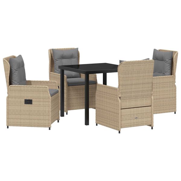 vidaXL Kert &eacute;tkező szett 5 pcs Beige &eacute;s Vil&aacute;gossz&uuml;rke polirattan