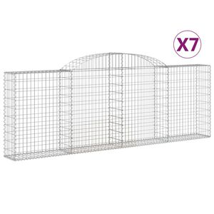 vidaXL 7 db &iacute;ves horganyzott vas gabion kos&aacute;r 300 x 30 x 100/120 cm