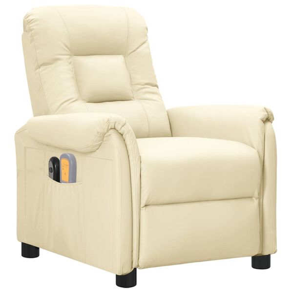 vidaXL krémszínű műbőr elektromos masszázsfotel