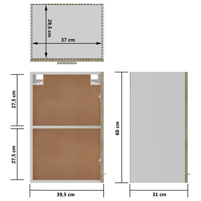 vidaXL sonoma-tölgy színű forgácslap függő szekrény 39,5 x 31 x 60 cm