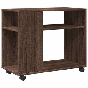 vidaXL barna t&ouml;lgy sz&iacute;nű szerelt fa kisasztal kerekekkel 70x35x60 cm