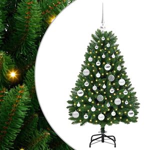 vidaXL Mű kar&aacute;csonyfa 120 cm 150 LED Meleg feh&eacute;r PVC &eacute;s Ac&eacute;l Z&ouml;ld