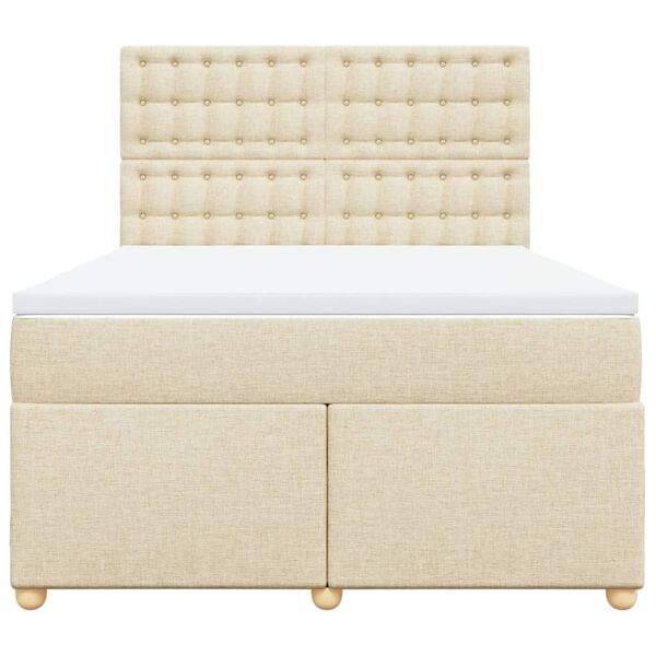 vidaXL kr&eacute;msz&iacute;nű sz&ouml;vet rug&oacute;s &aacute;gy matraccal 160 x 200 cm