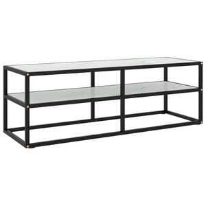 vidaXL fekete TV-szekr&eacute;ny feh&eacute;r m&aacute;rv&aacute;ny mint&aacute;s &uuml;veggel 120x40x40 cm