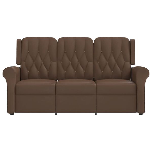 vidaXL 3 szem&eacute;lyes f&eacute;nyes barna műbőr d&ouml;nthető massz&aacute;zsfotel