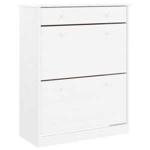 vidaXL ALTA feh&eacute;r t&ouml;m&ouml;r fenyőfa cipőszekr&eacute;ny 77x35x96 cm