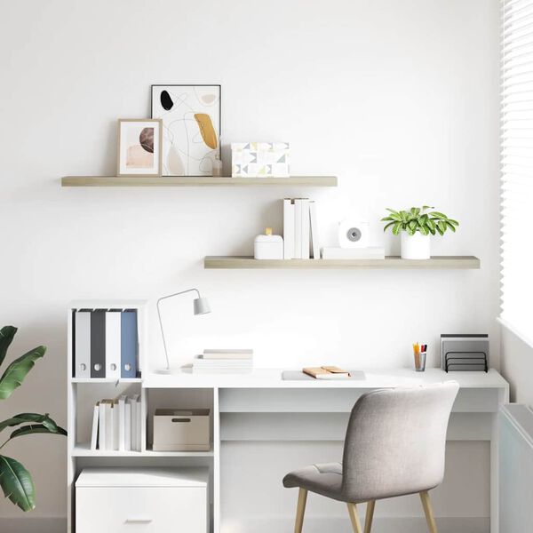 vidaXL 2 db tölgyszínű MDF fali polc 120 x 23,5 x 3,8 cm