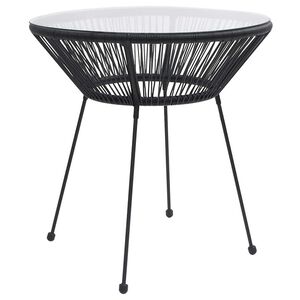 vidaXL fekete rattan &eacute;s &uuml;veg kerti &eacute;tkezőasztal &Oslash;70 x 74 cm