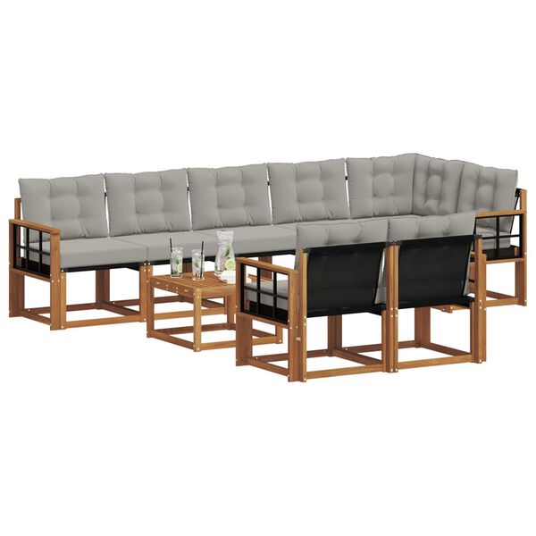 vidaXL K&uuml;lt&eacute;ri kanap&eacute; szett 9 pcs Term&eacute;szetes &eacute;s Vil&aacute;gossz&uuml;rke