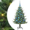 vidaXL Műfenyő vil&aacute;g&iacute;t&aacute;ssal &eacute;s g&ouml;mbk&eacute;szlettel Z&ouml;ld 120 cm PVC &eacute;s PE