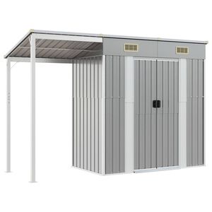 vidaXL vil&aacute;gossz&uuml;rke ac&eacute;l kerti f&eacute;szer meghosszabb&iacute;tott tetővel 277 x 107 x 181 cm
