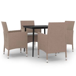 vidaXL 5 r&eacute;szes polyrattan &eacute;s &uuml;veg kerti &eacute;tkezőgarnit&uacute;ra p&aacute;rn&aacute;kkal