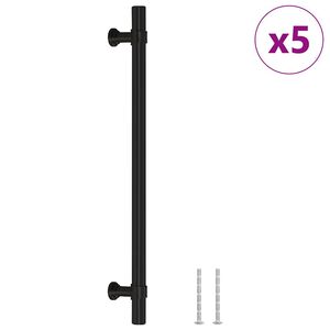 vidaXL 5 db fekete rozsdamentes ac&eacute;l szekr&eacute;nyfoganty&uacute; 192 mm