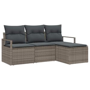 vidaXL Kanap&eacute; Szett p&aacute;rn&aacute;val t&aacute;rol&oacute;val 4 pcs Sz&uuml;rke polirattan