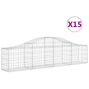 vidaXL 15 db &iacute;ves horganyzott vas gabion kos&aacute;r 200x30x40/60 cm