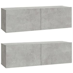 vidaXL 2 db betonsz&uuml;rke szerelt fa fali TV-szekr&eacute;ny 100 x 30 x 30 cm