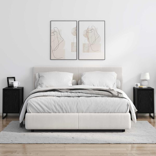 vidaXL &Eacute;jjeli asztal Fekete t&ouml;lgy 39,5 x 30 x 50 cm Faanyag