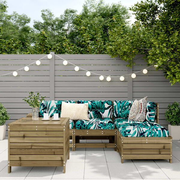 vidaXL 5 r&eacute;szes impregn&aacute;lt fenyőfa kerti kanap&eacute;szett