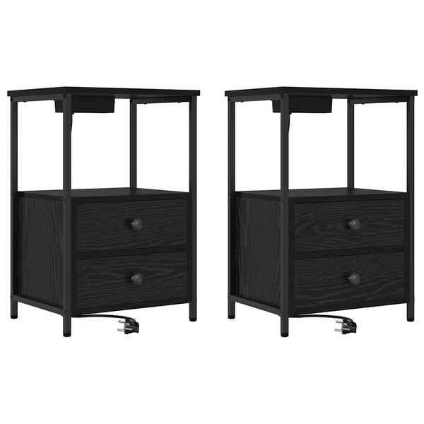vidaXL &Eacute;jjeliszekr&eacute;ny 2 pcs Fekete t&ouml;lgy 40 x 31 x 60 cm Faanyag