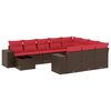 vidaXL 11 db barna polyrattan kerti kanap&eacute;garnit&uacute;ra p&aacute;rn&aacute;kkal